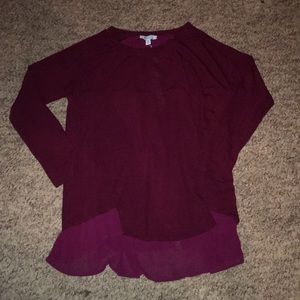 NWT Boutique brand wine Ruffle Hem sweater M